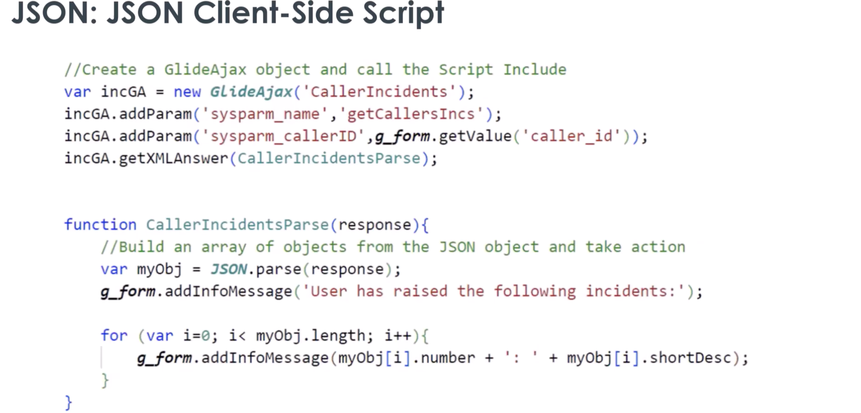Script Includes JSON Response Parsing